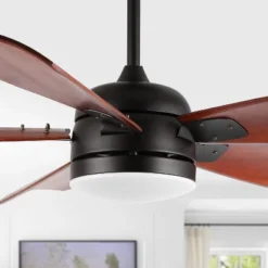 Safavieh Durden 57-Inch LED Light Ceiling Fan with Solid Wood Blades 14 Safavieh Durden 57-Inch LED Light Ceiling Fan with Solid Wood Blades -Safavieh Furniture GUEST bc59b26c 0eec 48d9 9cc6 11f009402855