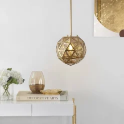 Safavieh Relma Pendant Gold/Clear Geometric Glass Ceiling Light -Safavieh Furniture GUEST be9b8f7c 7999 479e a189 27acdfc55350