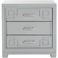Safavieh Raina 3-Drawer Greek Key Nightstand in White -Safavieh Furniture GUEST bf789465 320f 4332 92b9 9b78bda6d9dd