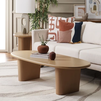 Safavieh Kali Natural Wood Oval Coffee Table 3 Safavieh Kali Natural Wood Oval Coffee Table