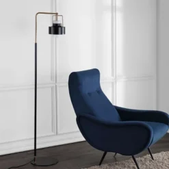 Safavieh Brendon Floor Lamp - Sleek Black & Brass Finish (59.5")