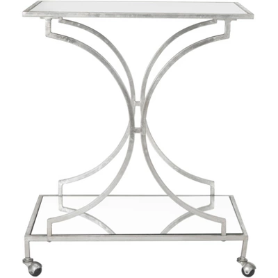 Safavieh Ignatius Bar Cart with Mirrored Glass and Forged Iron 6 Safavieh Ignatius Bar Cart with Mirrored Glass and Forged Iron - Image 4