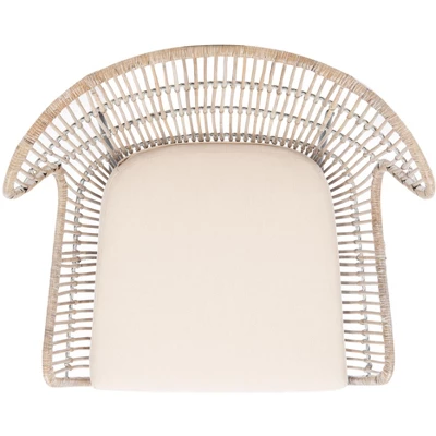 Safavieh Lenu Rattan Accent Chair with Cushion - Grey White Wash 8 Safavieh Lenu Rattan Accent Chair with Cushion - Grey White Wash - Image 6