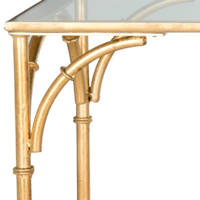 Safavieh Maurice Console Table in Gold and Tempered Glass 5 Safavieh Maurice Console Table in Gold and Tempered Glass - Image 3