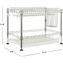 Safavieh Darina Chrome Adjustable 2-Tier Dish Drying Rack 8 Safavieh Darina Chrome Adjustable 2-Tier Dish Drying Rack -Safavieh Furniture GUEST c6b5484e 1599 4094 bb45 71afa6f14012