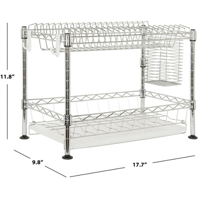 Safavieh Darina Chrome Adjustable 2-Tier Dish Drying Rack 4 Safavieh Darina Chrome Adjustable 2-Tier Dish Drying Rack - Image 4