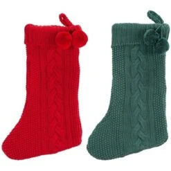 Safavieh Nutmeg Cable Knit Christmas Stockings - Set of 2 -Safavieh Furniture GUEST c8bf777c 57cc 4202 b934 36b9fb89f1fd