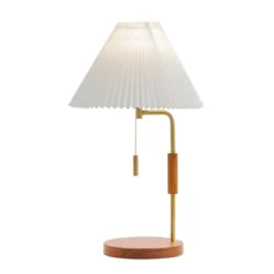 Safavieh Jonah 23-Inch Walnut and Brass Table Lamp with LED Bulb