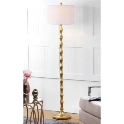 Safavieh Aurelia Antique Gold Floor Lamp with White Cotton Shade -Safavieh Furniture GUEST ca92827d 2d80 48a8 8b95 9dff092bc2fc