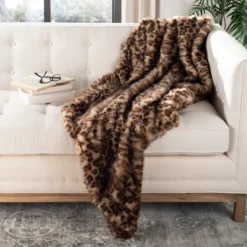 Safavieh Leopard Print Faux Fur Throw Blanket - 50" x 60"