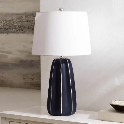 Safavieh Jude 25.5-Inch Navy Ceramic Table Lamp with Fabric Shade 4 Safavieh Jude 25.5-Inch Navy Ceramic Table Lamp with Fabric Shade - Image 2