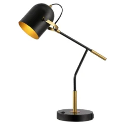 Safavieh Mulaney 22-Inch Table Lamp with USB Port - Black and Brass