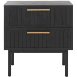 Safavieh Axelle 2-Drawer Nightstand in Walnut and Black Metal -Safavieh Furniture GUEST ce3760ea 39e1 475a a7c7 62a28b6b7b0c