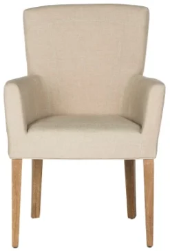 Safavieh Dale Arm Chair in Taupe Linen with Espresso Birch Legs -Safavieh Furniture GUEST cf339795 710b 4d2b b186 db2aa7441cbb