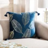 Safavieh Darlia Decorative Pillow - Dark Blue and Gold Feather Design, 18" x 18" -Safavieh Furniture GUEST cf3c1084 39e9 4c8d bef3 90bb5ee0799d