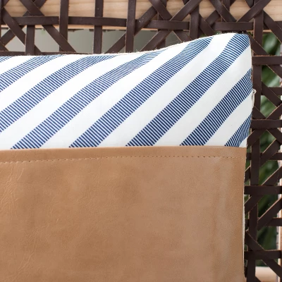 Safavieh Endra 18-inch Decorative Throw Pillow - Navy, White and Tan 4 Safavieh Endra 18-inch Decorative Throw Pillow - Navy, White and Tan - Image 2