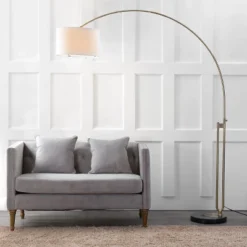 Safavieh Polaris Arc Floor Lamp with Marble Base and Cotton Shade 11 Safavieh Polaris Arc Floor Lamp with Marble Base and Cotton Shade -Safavieh Furniture GUEST d0ad4cd5 f960 45bd 8a88 07cd69793dc8