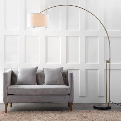 Safavieh Polaris Arc Floor Lamp with Marble Base and Cotton Shade 6 Safavieh Polaris Arc Floor Lamp with Marble Base and Cotton Shade - Image 4