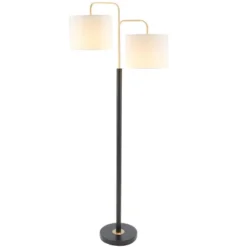 Safavieh Geordi 64-inch Floor Lamp - Black and Gold Modern Two-Light Lighting