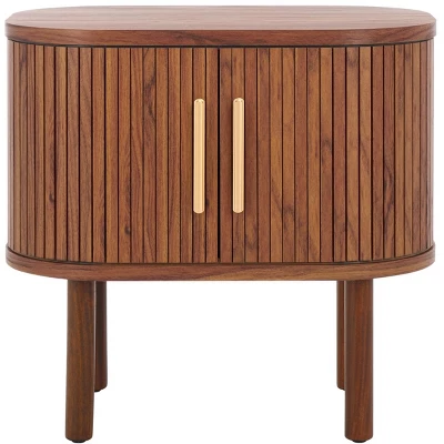 Safavieh Tealla 2-Door Tambour Nightstand in Walnut and Gold 18 Safavieh Tealla 2-Door Tambour Nightstand in Walnut and Gold - Image 16