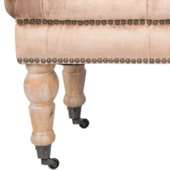 Safavieh Barney Tufted Bench with Brass Nail Heads and Oak Legs -Safavieh Furniture GUEST d41ac43e cce8 4f3e 86dc 5cd4208acf51