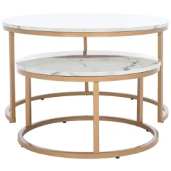 Safavieh Peppino Round Nesting Coffee Table Set - White Faux Marble -Safavieh Furniture GUEST d439e6e0 9f93 4ae1 a2be de33a9701f4e