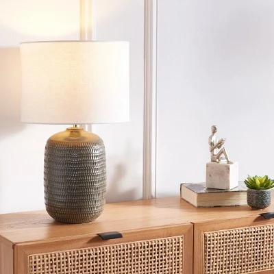 Safavieh Oryn 20-Inch Taupe Ceramic Table Lamp 5 Safavieh Oryn 20-Inch Taupe Ceramic Table Lamp - Image 3