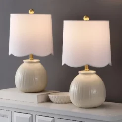 Safavieh Devi 20.25" White Ceramic Table Lamps - Set of 2 -Safavieh Furniture GUEST d5441cc2 2083 4c76 a2c7 9f35d0e483c0
