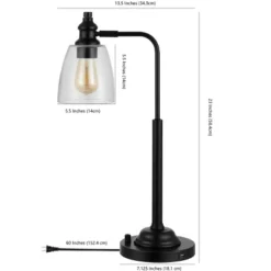 Safavieh Rino 23-Inch Modern Black Metal Table Lamp with Built-in USB Port -Safavieh Furniture GUEST d67f7e29 fa83 4ec1 93b7 fed40f09f49a