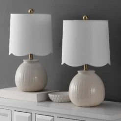 Safavieh Devi 20.25" White Ceramic Table Lamps - Set of 2 -Safavieh Furniture GUEST d705d883 d552 4827 a0b0 d313e446f879