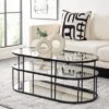 Safavieh Layta 3-Shelf Coffee Table - Matte Black & Clear Glass