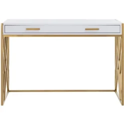 Safavieh Elaine 1 Drawer Contemporary Desk with Geometric Frame -Safavieh Furniture GUEST d96191dc 555f 41e4 9636 f99eb985eba6