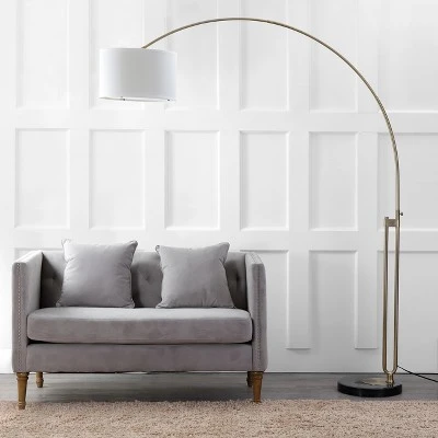 Safavieh Polaris Arc Floor Lamp with Marble Base and Cotton Shade 4 Safavieh Polaris Arc Floor Lamp with Marble Base and Cotton Shade - Image 2
