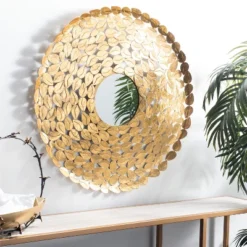 Safavieh Bliss Mirror: Gold Foil Botanical Leaf Wall Decor