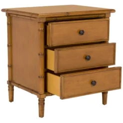 Safavieh Mina 3-Drawer Nightstand in Navy Blue and Gold Accents -Safavieh Furniture GUEST db5d5e93 5011 4e2b a728 83d08127d0af