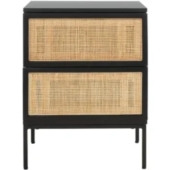Safavieh Zadie 2-Drawer Modern Coastal Rattan Nightstand -Safavieh Furniture GUEST db6848f1 4ad3 431b b1f5 c57209d756f7