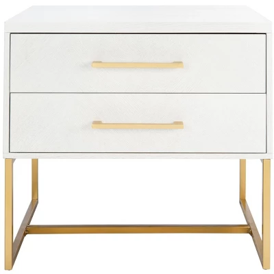 Safavieh Couture Estelle Nightstand - Modern Oak and Brass 2-Drawer Side Table 13 Safavieh Couture Estelle Nightstand - Modern Oak and Brass 2-Drawer Side Table - Image 11