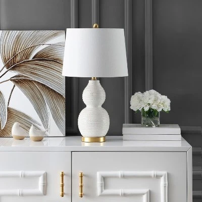 Safavieh Darsa White Sculptural Table Lamp with Gold Base 3 Safavieh Darsa White Sculptural Table Lamp with Gold Base