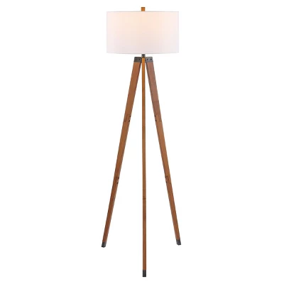 Safavieh Cameo 62.5" Walnut and Iron Tripod Floor Lamp 3 Safavieh Cameo 62.5" Walnut and Iron Tripod Floor Lamp