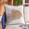 Safavieh Nilam Fish Embroidered Decorative Throw Pillow - 18" x 18" -Safavieh Furniture GUEST de558ad2 d4e6 4508 8086 2776c991326c