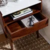 Safavieh Marion 1 Drawer Nightstand in Walnut and White Marble