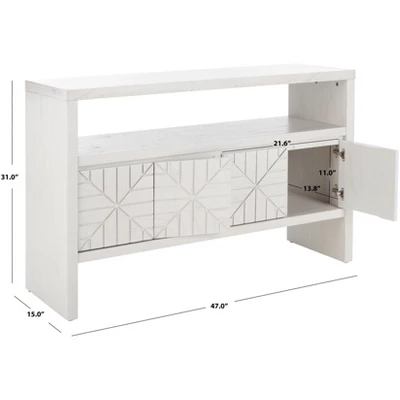 Safavieh Zella 4-Door White Console Table with Geometric Facade 11 Safavieh Zella 4-Door White Console Table with Geometric Facade - Image 9