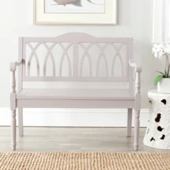 Safavieh Benjamin Bench - Quartz Grey Gothic Wood Bench
