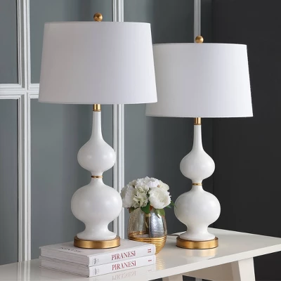 Set Of 2 Myla Table Lamp (Includes LED Light Bulb) White/Gold Leaf - Safavieh 3 Set Of 2 Myla Table Lamp (Includes LED Light Bulb) White/Gold Leaf - Safavieh