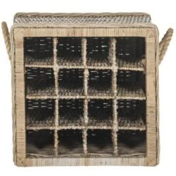 Safavieh Aziza 16-Bottle Wicker Wine Rack in Grey Finish