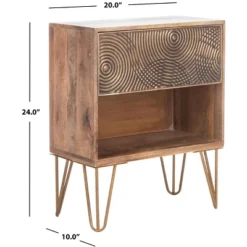 Safavieh Solene 1 Drawer Nightstand in Natural Wood & Brass -Safavieh Furniture GUEST e2b85315 35eb 4924 94df 34721bd3b5bd