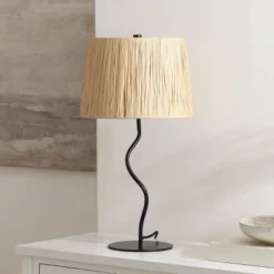 Safavieh Ziggi 24.25-Inch Modern Table Lamp with Natural Paper Rope Shade