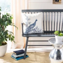 Safavieh Loving Pair Peacock Decorative Throw Pillows - Set of 2 (Beige/Blue)