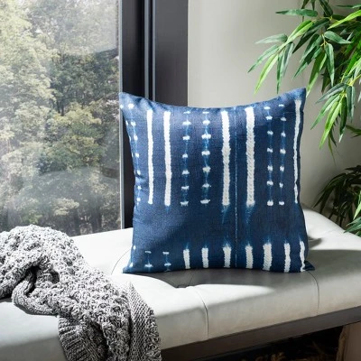 Safavieh Narla Deep Blue and White 16-inch Square Throw Pillow 3 Safavieh Narla Deep Blue and White 16-inch Square Throw Pillow