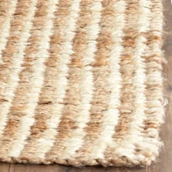 Safavieh Stripe Woven Natural/Ivory Jute Accent Rug - 2'3" x 4'